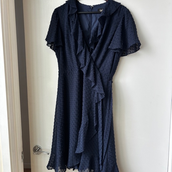 Tahari Arthur S. Levine Swiss Dot Ruffle Dress – Size 10 - Picture 1 of 9